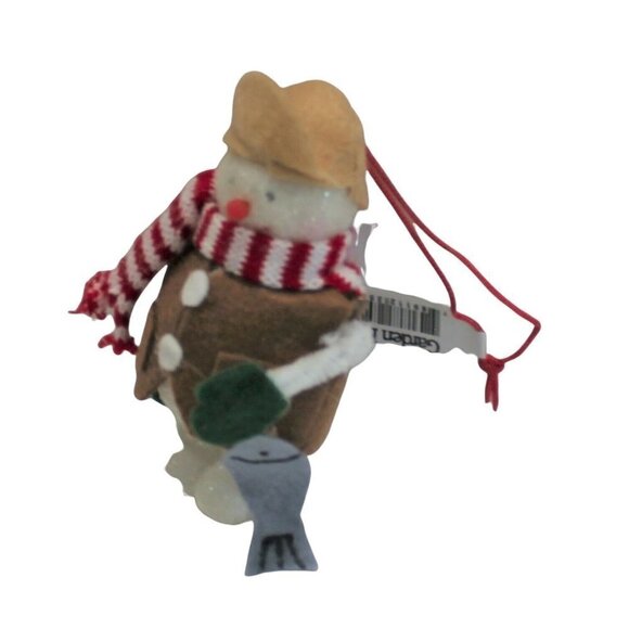 Christmas Ornament Snowman Fisherman Styrofoam Felt - Picture 2 of 3